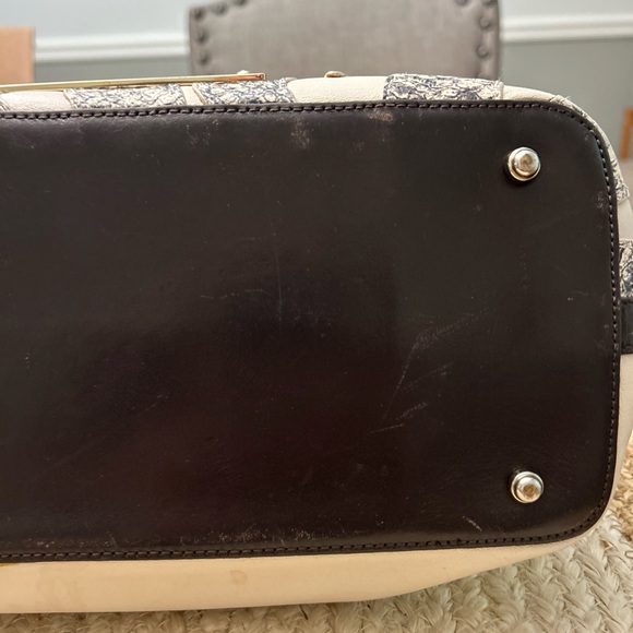 Women’s Brahmin Leather Cream Black Snake Skin Satchel Designer Handbag - Picture 14 of 16